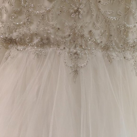 Champagne Ivory Toole Silk Wedding Dress - Picture 6 of 6